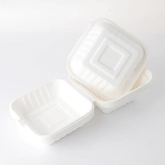 Sugarcane Take-Out Container:400 pcs, 6Lx7/S Bagasse, 6" x 6" x 3", 1-Comp