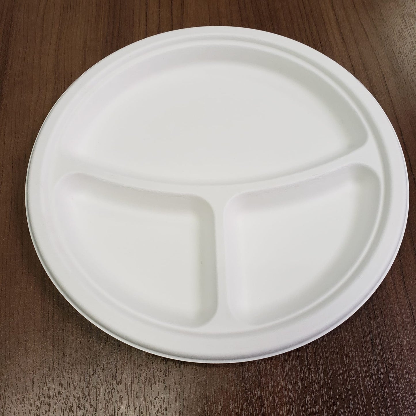 10"3 Compartment Round Plate-Biodegradable 4 x 100
