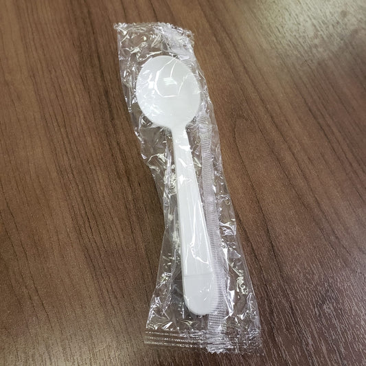 Heavy Plastic Individually Wrapped Soup Spoons White1000 pcs
